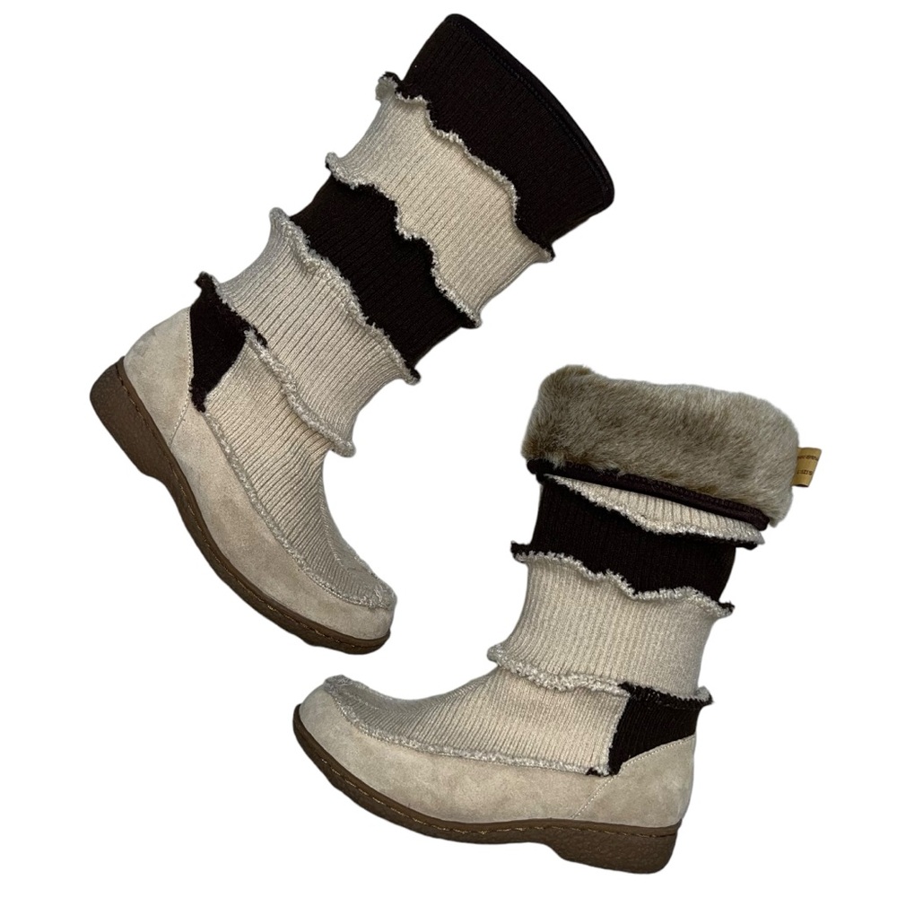 Sam Edelman knit sweater boho boots in brown and cream/tan
 Size 9
